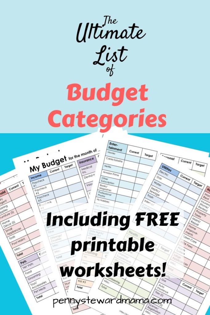 personal budget sample guide categories