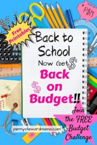 monthly budget challenge, back to school, back on budget
