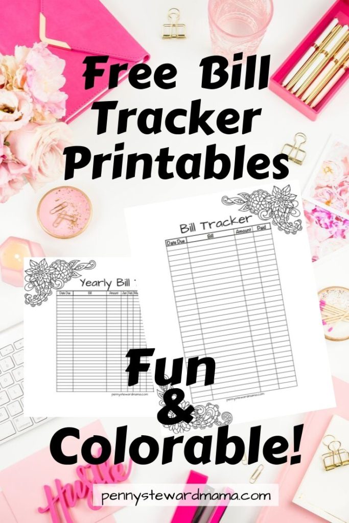 Free Monthly Bill Tracker Printables Fun and Colorable